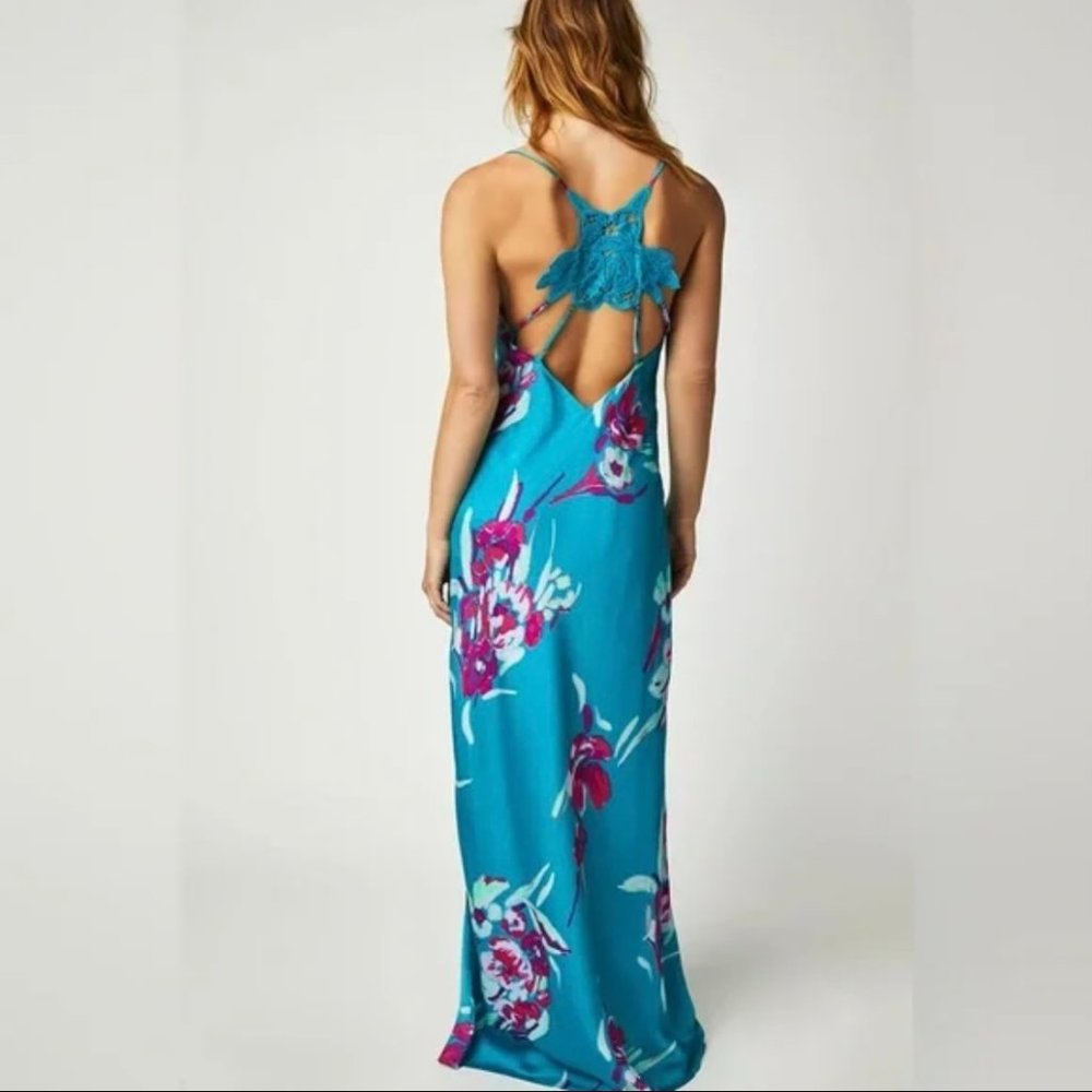Free People Forever Yours Maxi Dress Blue Large NWT
